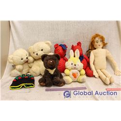 Lot of Vintage Stuffed Animals & Doll
