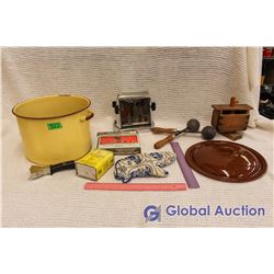 Enamel Stock Pot Full Of Vintage Kitchenware