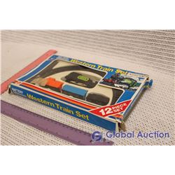 Vintage National Toy Battery Operated Western Train Set In Box