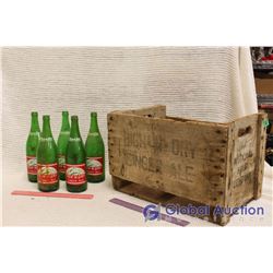 Vintage High N Dry Ginger Ale Bottles W/ Matching Wood Crate