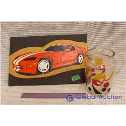 Car Painting With Glass Pitcher
