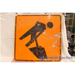 Men Working Highway Sign