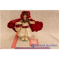 Little Red Riding Hood Porcelain Doll, By Maryse Nicole W/ Certificate And Stand