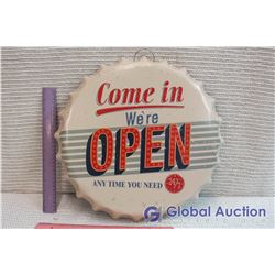 Reproduction Bottlecap "We're Open" Sign
