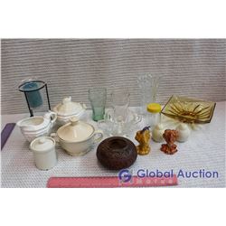 Lot of Misc Dishware, Coca-Cola Cups, Salt and Pepper Shakers, Cream and Sugar