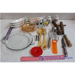 Lot of Misc Dishware, (6) Banana Split Dishes and Utensils