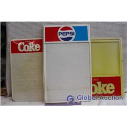 (3) Menu Signs (2 Coke and 1 Pepsi)