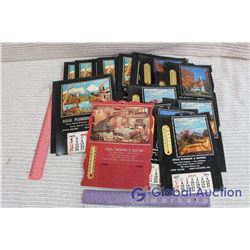 Old Paper Advertising Calendars And Thermometer