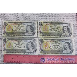 Lot of Vintage 1973 1 Dollar Bills (4)