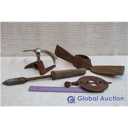 (4) Misc Cast Iron Tools (Pick Head, Sprinkler, etc)