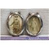Image 1 : (2) Vintage Oval Picture Frames w/WW1 Soldier Photos (1 missing glass)