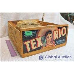 Wooden Interstate Tomato Crate & 2 Balls of Binder Twine
