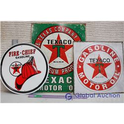 3 Texaco Reproduction Tin Signs