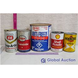 Tins (Coop Antifreeze, Pacific 66, Shell, Esso, Penzoil - Full)