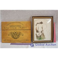 Wall Hangings (Framed Elephant Print, Port Advertising)