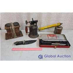 Gun Cleaning Kit, Vintage Torch, and Other