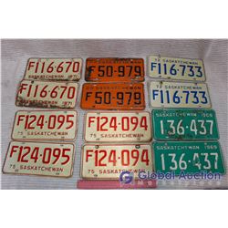 Lot of 60's & 70's Sask License Plates (6 Pairs)