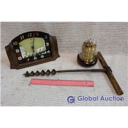 Bertmar Clock, Combo Barometer Thermometer, And Hand Drill