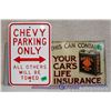 Image 1 : Reproduction Shell Motor Oil Tin Advertising Sign & Chevy Parking Only Sign