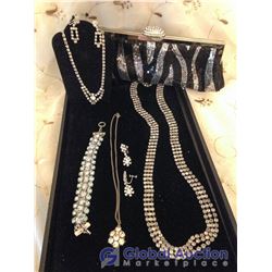 Rhinestone Lot (Necklaces, Bracelet, Earrings And Evening Bag