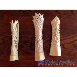 3 Bone Carvings (Very Intricate Designs)