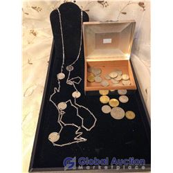 Foreign Coins & 1953 Coin Necklace
