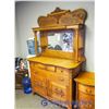 Image 2 : Antique Wooden Buffet with Mirrored Hutch