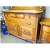 Image 3 : Antique Wooden Buffet with Mirrored Hutch