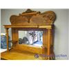 Image 4 : Antique Wooden Buffet with Mirrored Hutch