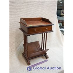 Antique Wooden Endtable And Magazines Rack
