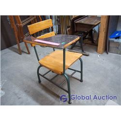 Vintage Wood And Metal School Desk