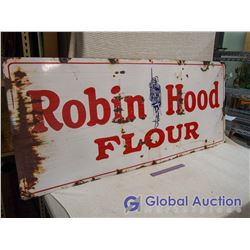 Antique Robin Hood Flour Porcelain Sign, 72"x30"