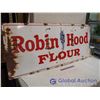 Image 1 : Antique Robin Hood Flour Porcelain Sign, 72"x30"