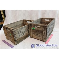 (2) Vintage Wooden Pepsi Cola Crates