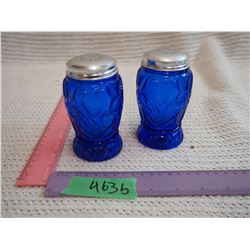 Pair Of Cobalt Blue Glass Salt And Pepper Shaker
