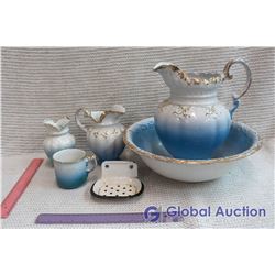 Wash Basin and Pitcher Bathroom Set