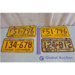 Lot Of Saskatchewan 50's and 60's License Plates (4)