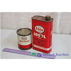 Pair Of Vintage Esso Tins (Marvelube And Iosol)