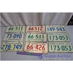 Lot of 70's Saskatchewan License Plates (9)