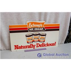 Plastic Schoep's Ice Cream Sign (Double Sided) 27"Wx15"H