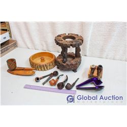 Lot of Pipe Holders, Pipes & Pipe Related