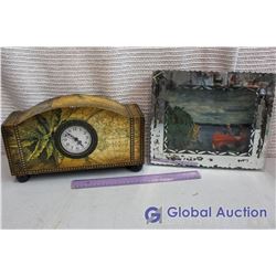 Decorative Clock and Mirror Light Picture Lamp (Working)