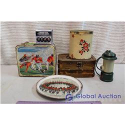 Lot Of Vintage Misc. (Tins, Containers, Plate, Etc)