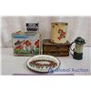 Image 1 : Lot Of Vintage Misc. (Tins, Containers, Plate, Etc)