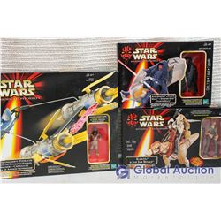 Lot Of NIB Star Wars Toys, Episode 1, Anakin Skywalker Podracer, Sith Speeder, Kaadu And Jar Jar Bin