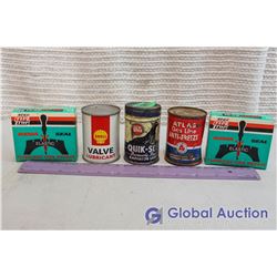 Lot Of 4 Oz Tins With Tire Plugs (Whiz, Shell, Atlas)