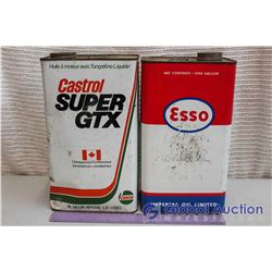 Esso And Castrol Gallon Tins