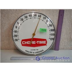 12" Round Glass Chore-Time Advertising Thermometer