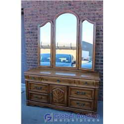 Wooden Dresser With Mirror, 59"x19"x31", Mirror is Additional 51"