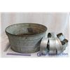 Image 1 : Vintage Round Galvanized Tub with 7 Small Galvanized Rings